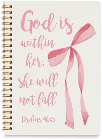 Caderno cristão com laço rosa Coquette, God Is Within Her She Wil...