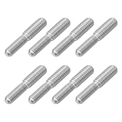 sourcing map M5x15mm to M6x15mm Double End Threaded Stud Screw Bolt, 8Pcs 304 Stainless Steel Thread Reducer Adapter for Furniture Machinery Assembly Fastener