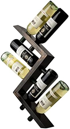 Charmont Wooden Wall Mounted Wine Rack -Rustic Zig Zag Floating Shelves Wine Bottle Holder for Bar, Kitchen Storage, Dining Room, Wedding Gift, Wall Home Décor; 6 Bottles (Dark Walnut)