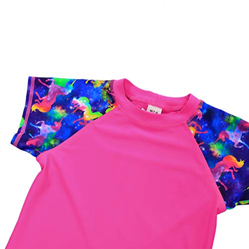Dayu Girls 2 Piece Short Sleeve Rash Guards Uv Sun Protection Swimsuit Bathing Suit Hot Pink Size 7-8 #TOP5