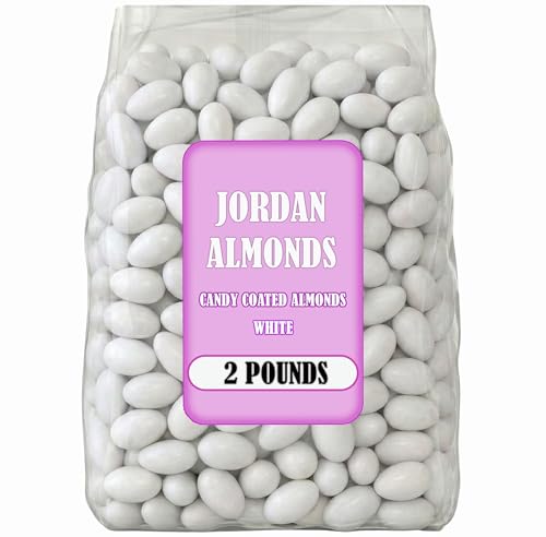 White Jordan Almonds Bulk, 2 Lbs Candy Coated Nuts Dragees,