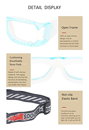 Soogree Sport Goggles Glasses Racquetball Goggles Basketball Soccer Football Sports Protective Goggles Men Women (Blue Grame White Pad) #TOP4