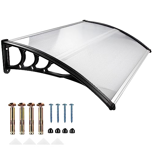 Door Canopy, Waterproof Front Door Canopy, 120 * 80 * 23cm Garden Canopies, Rain Awning Suitable for Door Porch, Outdoor, Roof, Patio (Black)