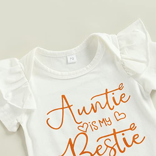 MAINESAKA Newborn Baby Girls 3pcs Outfit Set Auntie's Bestie Romper + Floral Pants Clothing Set4
