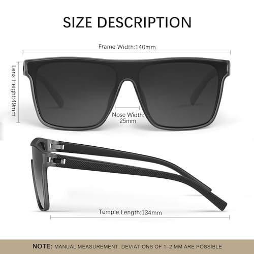 Polarized Sunglasses for Men, Square Overized Fashion Sun Glasses Big Flat Rimless Glasses Shades UV Protection4
