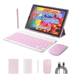 ZZB Tablet Android 15 de 10 pulgadas Tablet 2 en 1 Tablets con teclado y mouse Stylus 18GB RAM 128GB ROM 2TB Expand, Android 15 (no GO) 10.1 pulgadas IPS 6000mAh batería Bluetooth Dual Camera 5G-WiFi