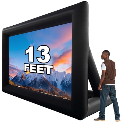 GYUEM 13 Feet Indoor and Outdoor Inflatable Blow up Mega Movie Projector Screen with Carry Bag for Front and Rear Projection