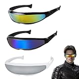 IWTBNOA Futuristische Sonnenbrille, 3 Stück Partybrille Funbrille, Futuristische Brille, Space Brille, Alien Brille, Rollenspiel Halloween Brillen Set