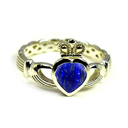 Image of Choose Your Color Natural Gemstone Irish Claddagh Silver Ring Friendship Love 55 Carat Brand Size 5 to 12