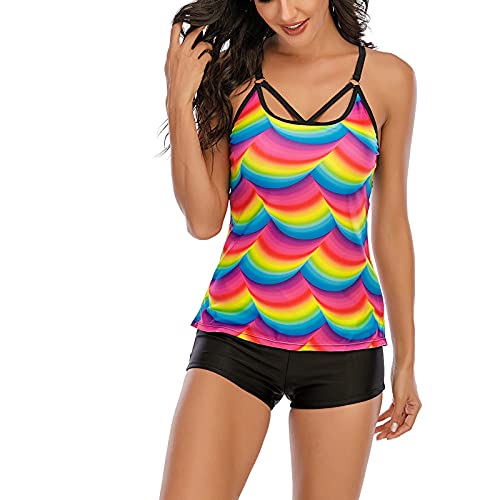 High Waisted Bikini Sets Women Sexy Tankinis Two Plus Strappy Print Set Back Women Size Swimsuits Swimdress Piece Yellow #TOP2