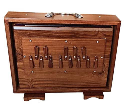 Indian Shruti Drone Box Compact Size Bronze Reeds Palitana Wooden Plugs and Wooden Base Matte Varnish