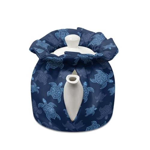 Image of Sea Turtle Insulated Kettle Cover for Kitchen Tea Cozies to Keep Tea Warm, Teapot Cozy Breakfast Warmer for Home Indoor Table Decorations