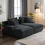 Tmsan 78.8' Oversized Boneless Double Chaise Lounge Sofa Indoor, Modern Compressed Corduroy Upholstered Sectional Cloud Couch Loveseat Sleeper Bed, Comfy Floor Chair for Living Room Apartment Office