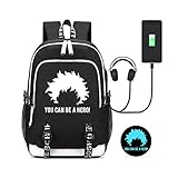 ✨USB-Aufladen-Port-Design: Mit dem integrierten USB-Ladekabel und das Kopfhörerkabel bietet dieser My Hero Academia Rucksack eine bequemere Möglichkeit, Ihr Mobiltelefon beim Gehen aufzuladen.