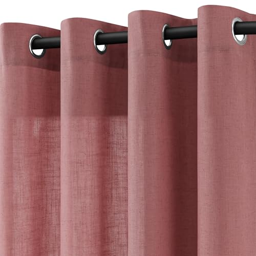Jowels Canyon Rose Linen Grommet Curtains 90 Inch Length for Living Room