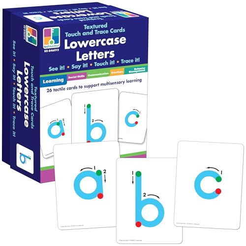 Key Education 26-Piece Textured Touch and Trace Cards Lowercase Letters, Color-Coded...