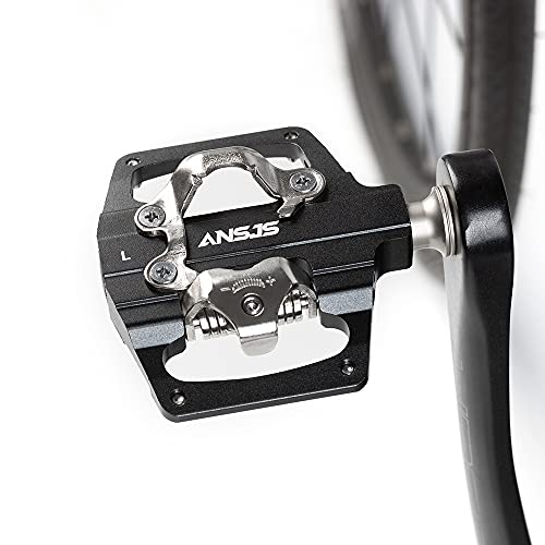 ANSJS 2 in 1 SPD-Fahrradpedale, CNC Aluminium Rutschfest, Klickpedale Set für BMX MTB Trekking Mountainbike Rennrad, Achse 9/16\ (M213)