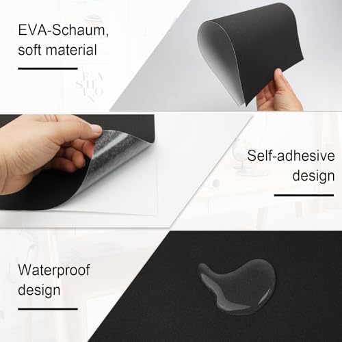 16 Blatt Moosgummi Selbstklebend 1 mm Schwarz EVA Schaumstoffplatte Moosgummi Platten Leicht zu Schneiden Rutschfeste für Möbel DIY Projekte Verzierung Basteln Modellieren(30 x 21 cm)