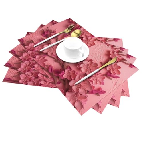 Sets de table tissés résistants à la chaleur Sakura pour table de cuisine et dîners