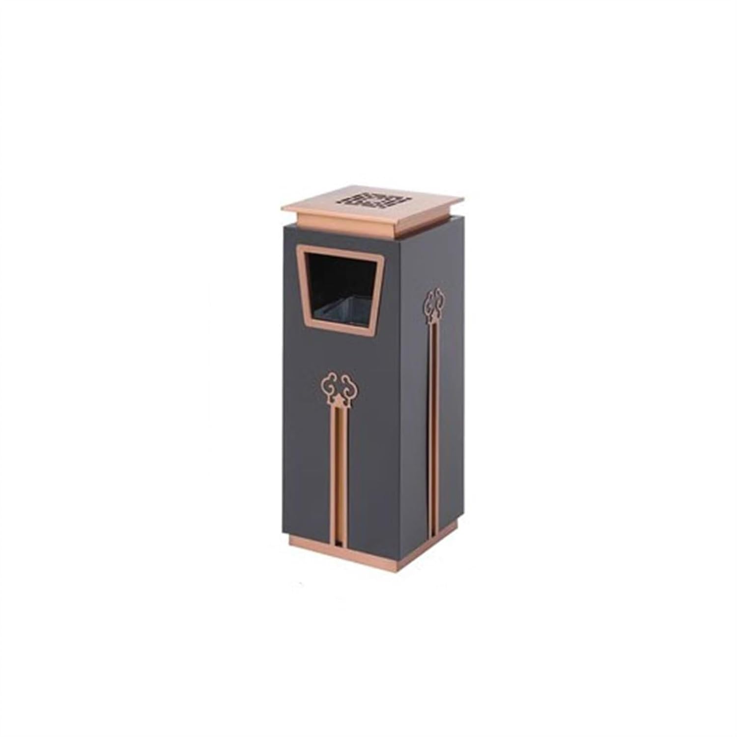 Commercial Stainless Steel Vertical Trash Can with Ashtray – Outdoor Public Trash Bin for Hotels, Offices, Elevators, Shopping Malls – Square, 28x28x75 cm(White)