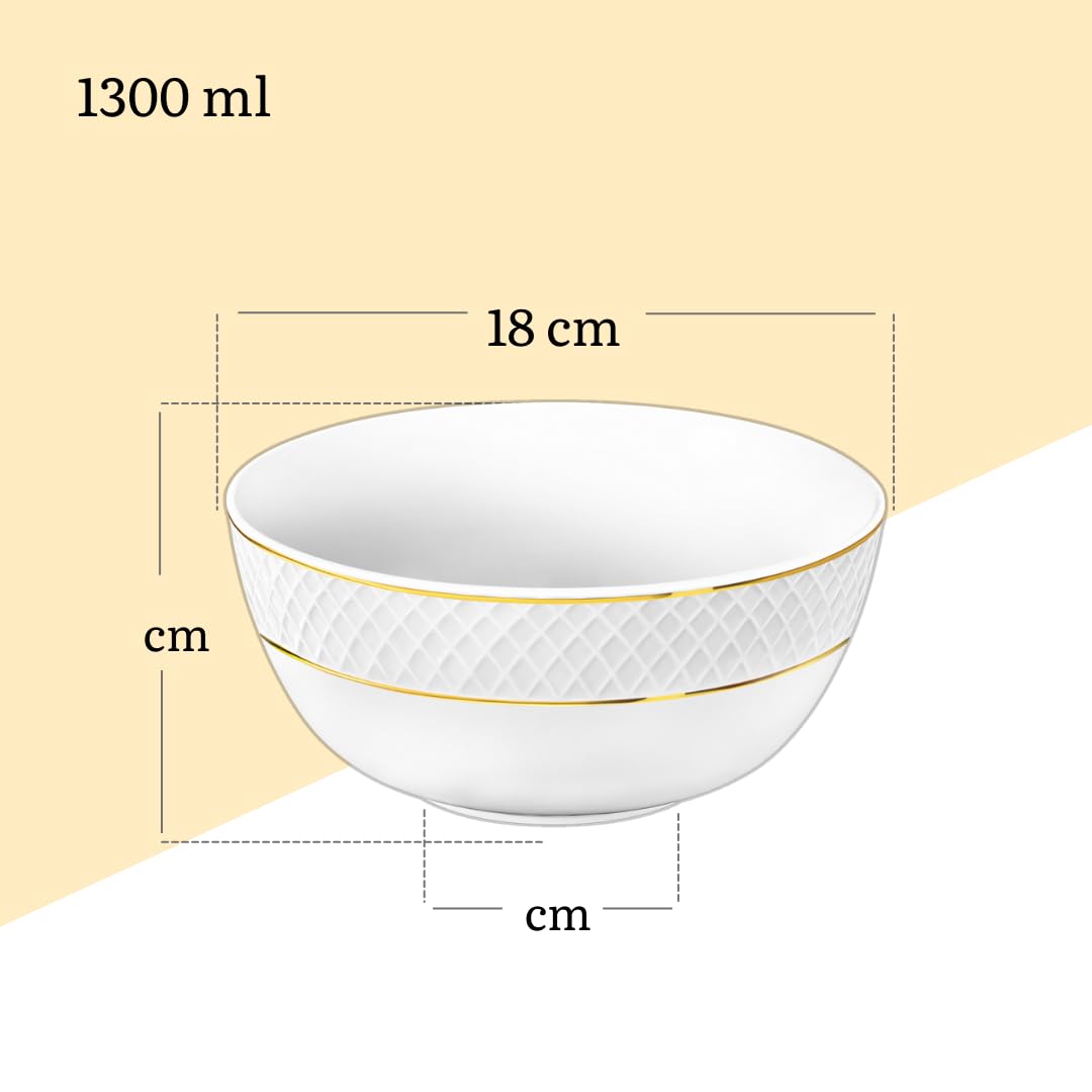 Wilmax - Cuencos para ensalada (6 unidades, diámetro de 18 cm, porcelana, cuenco blanco, 1300 ml, para aperitivos, ensaladas, elegante y resistente a los arañazos, ideal como regalo)