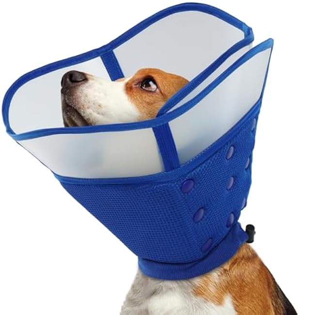 Soft Dog Cone Collar, Adjustable Elizabethan Collar for Large & Small Dogs, Prevents Licking, Biting & Scratching After Surgery, Blue S-C4AZOq50