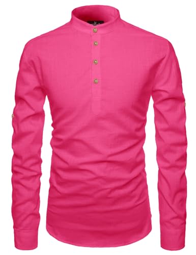 Image of Univibe Full Sleeve Chinese /Rounded /Mandarin Collar Pure Cotton Casual, Wedding, Party, Festival Stylish Short Length Slim fit Kurta Style Shirt for Men and Boys.