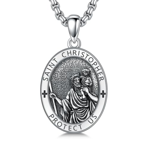 Amulette St Christophe en Argent 925 - Cadeau Chrétien Symbolique de Protection Unique