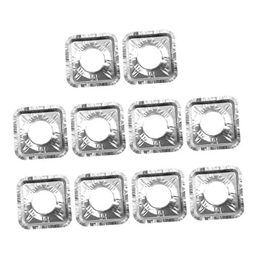MAGICLULU Protections Brûleur Cuisinière Gaz Carrées 40 Pièces Papier Aluminium Résistant Chaleur Huile Réutilisables pour Cuisson Maison Nettoyage Facile