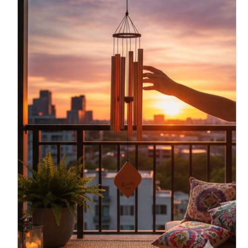 Image of 6 Pipe Large Wind Chimes for Home, Garden & Balcony | Rose Gold Metal Wind Chime for Positive Energy, Vastu, Meditation & Home Decor | Ideal for Pooja, Housewarming & Return Gift