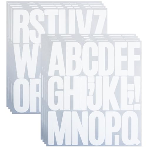 3 Inch Self Adhesive Vinyl Letter Symbol Stickers Kit, Capital Alphabet Stickers for Mailbox, Door, Kitchen, Scrapbook, Notebook 8 Sheets White