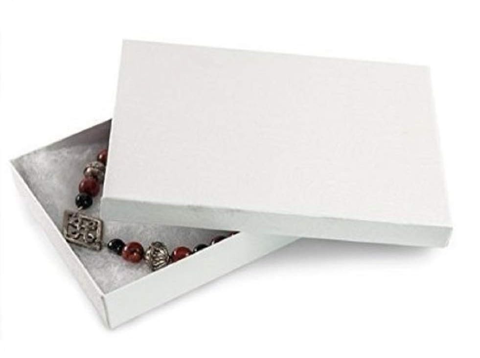 Boîtes cadeau en carton blanc avec coton R J Displays (19x13x3 cm, lot de 6)