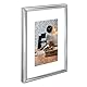 Hama Bilderrahmen Sevilla DIN A3 (29,7x42 cm) (Fotorahmen mit Papier-Passepartout 18x24 cm, Rahmen aus bruchsicherem Kunststoff Glas zum Aufhängen) Silber matt