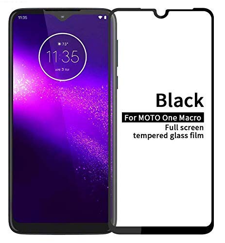 Image of Screen Protector for Motorola Moto One Macro (Black) Tempered Glass Edge-to-Edge 6D Screen Guard With Installation Kit