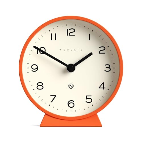 NEWGATE® M Mantel Echo desk clock | Modern round design | Pumpkin orange | Easy to read numbers | Contemporary style for desk, table, shelf or bedside