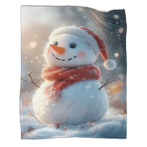Couverture bonhomme de neige 3D plaid polaire doux pour soirées cocooning canapé 127x152 - 2