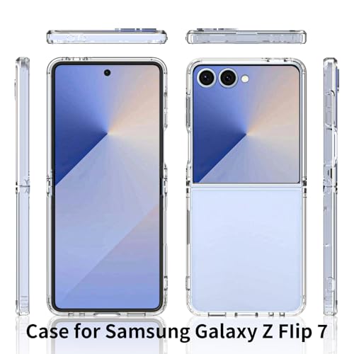 Image of for Samsung Galaxy Flip 7 Case Samsung Flip 7 Case Lightweight Cell Phone Protective Cover Flexible Anti Yellowing Durable Rugged DropProof Shockproof TPU Crystal(Clear)