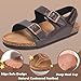 Torotto Toddler Kids Sandals Boys Girls Cork Footbed Sandals with Adjustable Buckle Casual Slides Open Toes Flat(385/Brown,36)