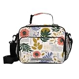 Bolaz Botanical Print Clip Art Kids Lunch Bag Insulated Girls Lunch Box Small Toddler School