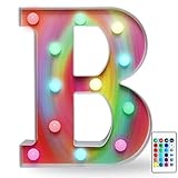16 Color Changing Rainbow Marquee Letter with Lights, RGB Letter Lights Signs Remote Control Night...
