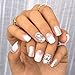 Sethexy blanc Faux ongle Brillant Squoval Faux ongles Briller Strass Ongles avec de la colle 24 pièces Bling Acrylique Appuyez sur les pointes des ongles pour les femmes et les filles