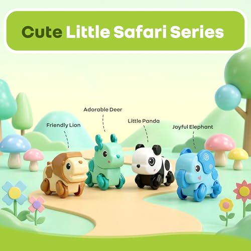 Image of R for Rabbit 4Pcs Orapple Safari Wind-Up Toys for Kids Key Operated Battery-Free Safe ABS Material Animal Toy BIS Certified Boosts Motor Skills Creativity & Fun Playtime (Multi 1)