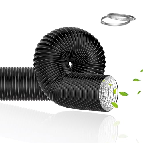 Xiqiggi Tubo Aire Acondicionado Portatil, Flexible Manguera Ventilación 150 mm, 300 cm Manguera Escape Aluminio, PVC Conductos Ventilación para Extractores, Climatizadores, Secadoras, Campanas, Negro