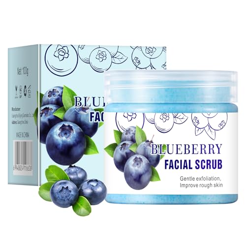 Facial Scrub, Blueberry Facial Scrub & Face Exfoliator, Facial Exfoliating Scrub Anti Aging, Oil Control, Deeping Cleansing Face Wash Cleanser Facial Scrubs for Women