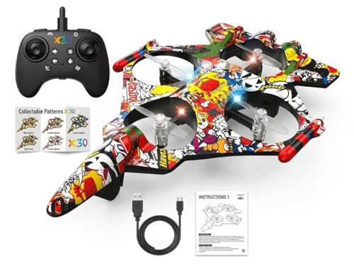 Image of RC Aeroplane 2.4GHz Remote Controlled Aeroplane Quadcopter Floating Fighter Plane RC Aeroplane RTF for Beginners, Children and Adults, Plane Toy with Coloured Lights USB Charging (GN256)