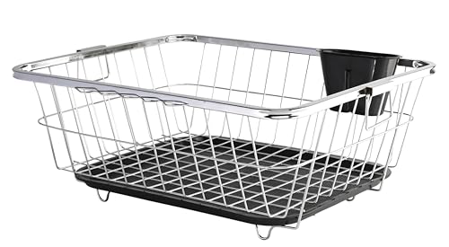 Kitchenstory Stainless Steel Utensils Basket Drainer & Dish Drainer Basket for Kitchen/Utensil Stand for Kitchen/Dish Drying Rack with Drainer/Bartan Stand/Dish Rack (Size- 56x43x23 CM/Chrome Finish).