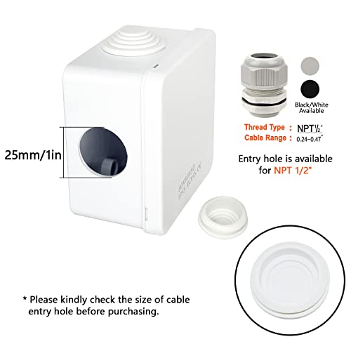 Lemotech Junction Box, Abs Plastic Ip55 Waterproof And Dustproof, Universal Electrical Enclosure, Outdoor And Indoor Project Box, 3.1" X 3.1" X 1.9", White #TOP4