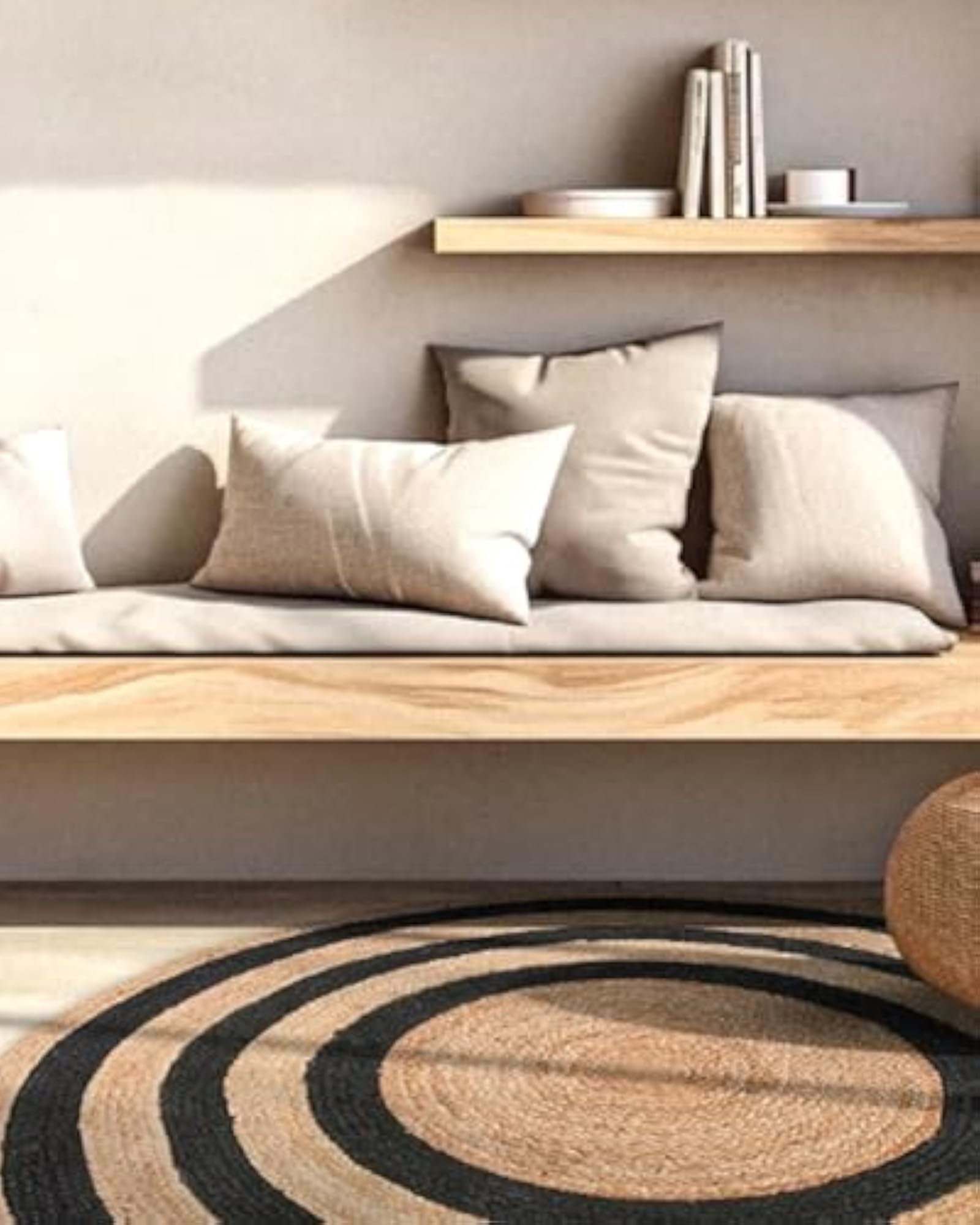 Live Beautiful ! Reversible Geometric Pattern Jute Mat