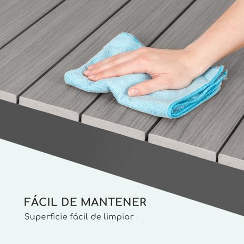 blumfeldt Menorca Expand - Mesa de jardín, Extensible, Aluminio/imitación Madera plástica, revestida de Polvo, Patas Regulables, Superficie de Mesa máx.: 213 x 95 cm, Oscura/Antracita - imagen 10