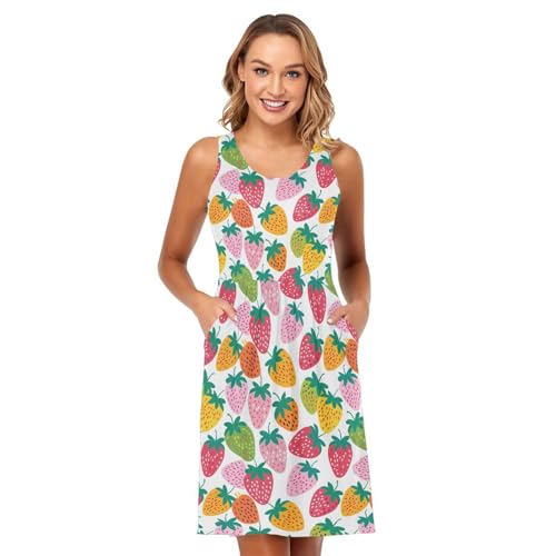 Image of ALAZA Women's Summer Dress Sun Dress Sleeveless with Pockets